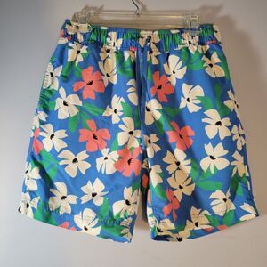 Hanna Andersson Men's Blue Floral Multicolor Print Swim Trunks Size M